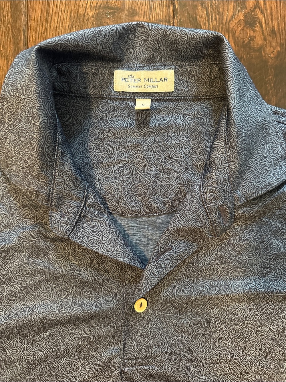 Peter Millar Dark Blue Print Polo
